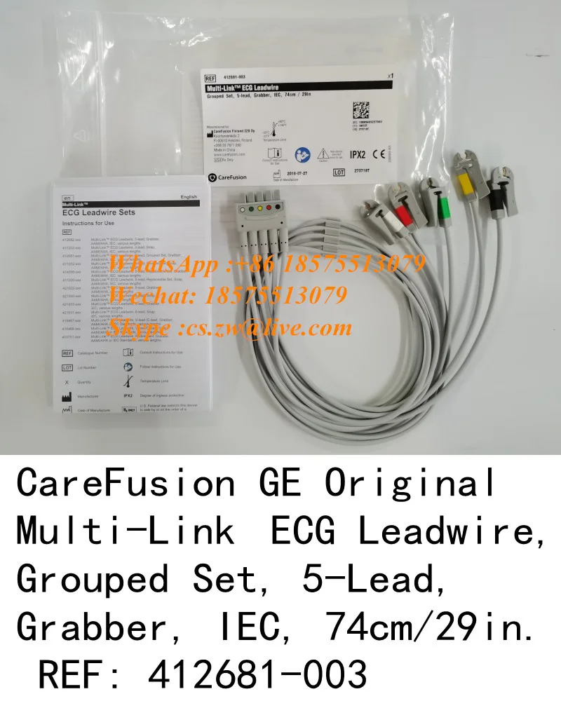 

CareFusion GE Original Multi-Link ECG Leadwire Grouped Set 5-Lead Grabber IEC 74cm/29in REF: 412681-003