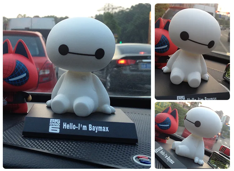 Мультяшный пластиковый робот Baymax с качающейся головой, кукла, модные Автомобильные украшения, робот, большой герой, встряхивающие игрушки, Baymax, авто стиль