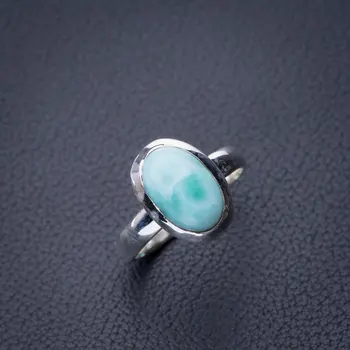 

StarGems Natural Caribbean Larimar Handmade 925 Sterling Silver Ring 7.75 D8470