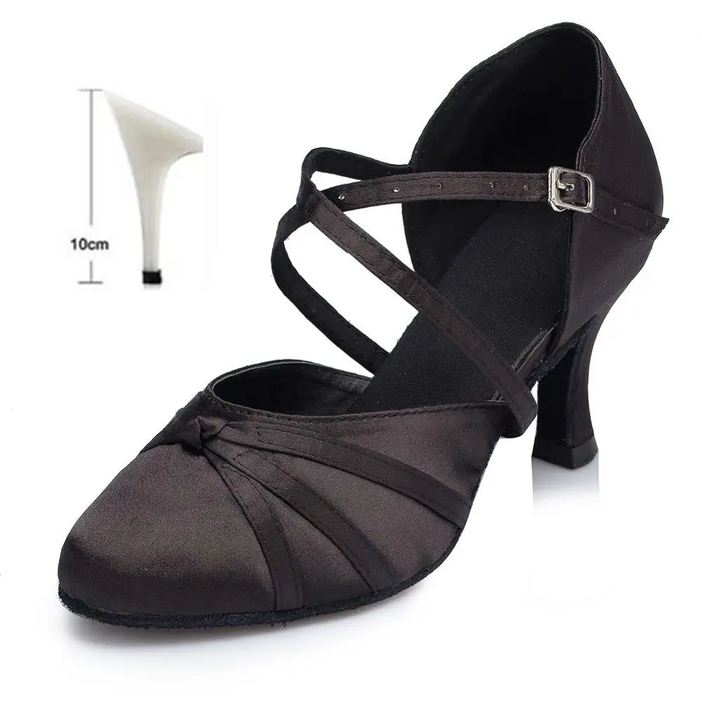 Обувь для латинских танцев для женщин и девушек, Женская Обувь для бальных танцев, Танго, сальсы, танцевальная обувь, профессиональная новинка, высокий каблук,, горячая распродажа - Цвет: Black7      10cm