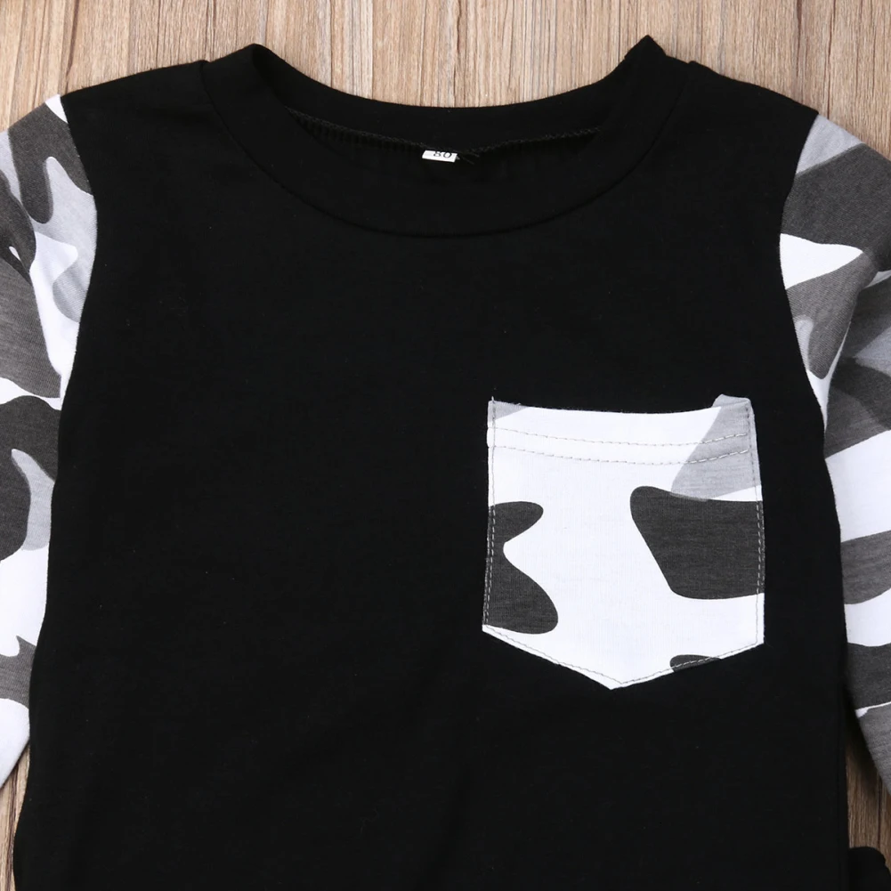 US 2PCS Toddler Boy Clothes Long Sleeve Camouflage T-Shirt Pants Outfit Autumn