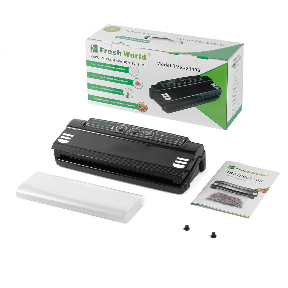 

Household Vacuum Sealer for Food Preservation Packer Bag Sealer Includes Bag Kit Strong Vacuum Pump 75Kpa ABS Black