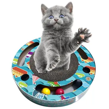 

Cat Scratcher Corrugated Cardboard Pads Round Cat Scratching Board with Ball Toy LX9C