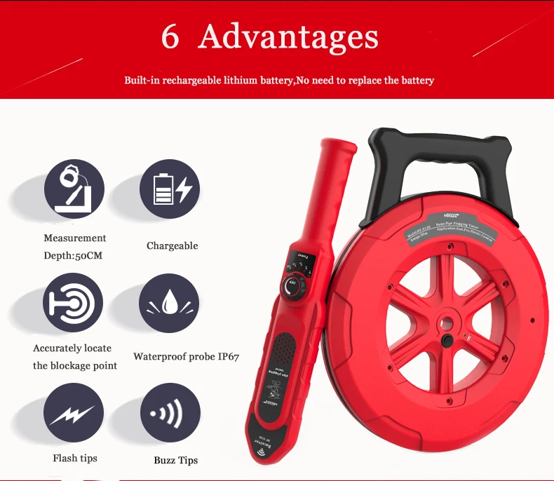 

Noyafa Pip Iron Pipe Blockage Detector NF-5120 NF-5130 Diagnostic-tool Scanner Pipeline Blocking Clogging Plumbers Instrument