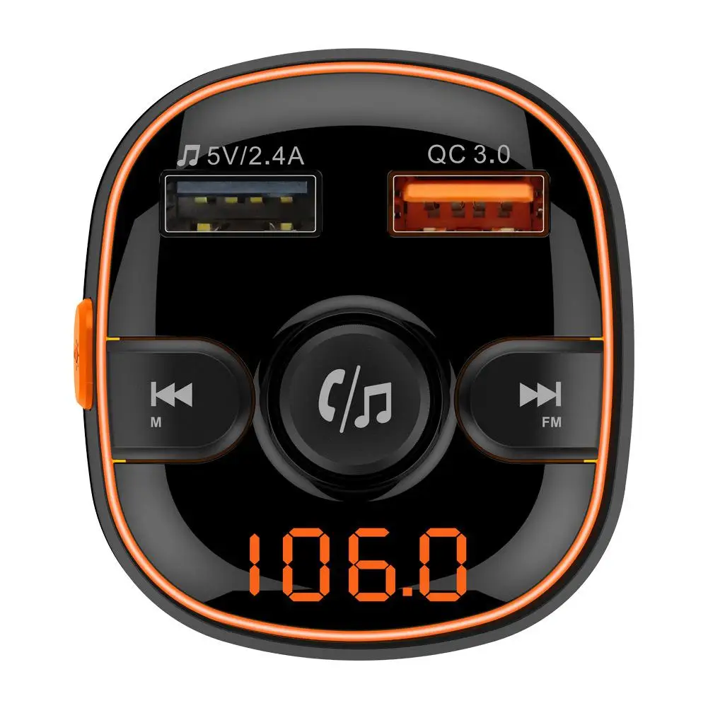 Автомобильный Bluetooth MP3 плеер Авто QC 3,0 Быстрая зарядка FM передатчик красочные атмосферу свет Дисплей электроника для транспортных средств