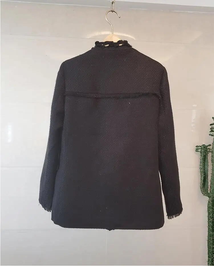 Mujer Elegante, женские пальто, Осень-зима, шерсть, куртки с v-образным вырезом, Аппликации, широкая талия, женские пальто