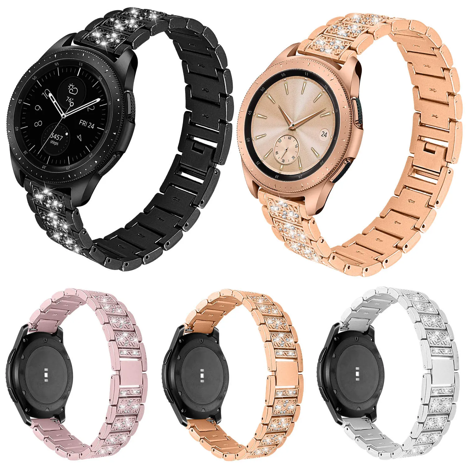 Huawei Watch GT ремешок из нержавеющей стали для samsung Galaxy Watch 46 мм 42 мм активный ремешок для часов Bling Замена ремешки для часов