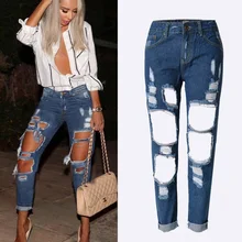 NDUCJSI Высокая талия джинсы женские рваные синие брюки большие джинсовые брюки с дырами хлопок стрейч Bodycon женские сексуальные узкие джинсовые брюки