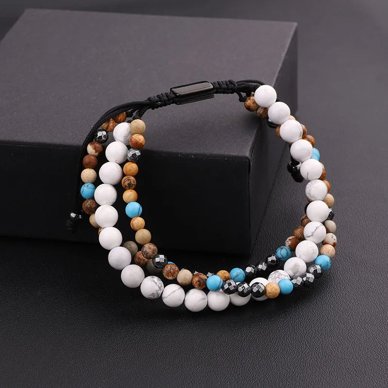 New Women Men Bracelet Natural Beads Multi Strands Macrame Friendship Wrap Bracelet Men Jewelry Gift - Image 2