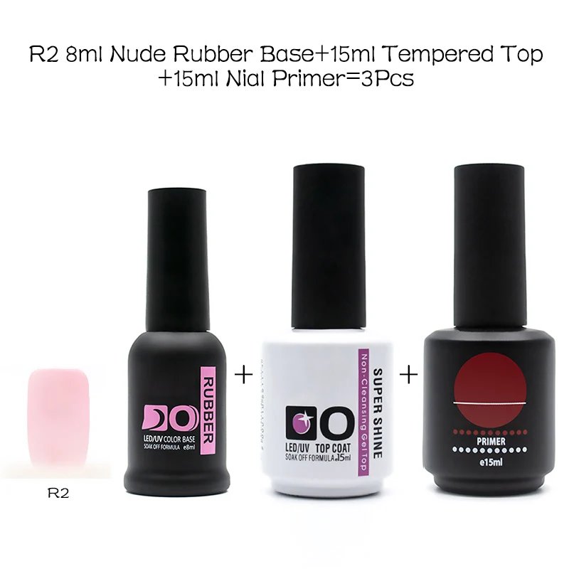 3pcs-R2-primer-(U) 8 мл натуральный каучуковый Базовый Гель-лак, 7 цветов, Базовое покрытие для ногтей, для маникюра, закаленное покрытие, полуперманентный Гель-лак, грунтовка для ногтей - Цвет: 3pcs-R2-primer-(U)
