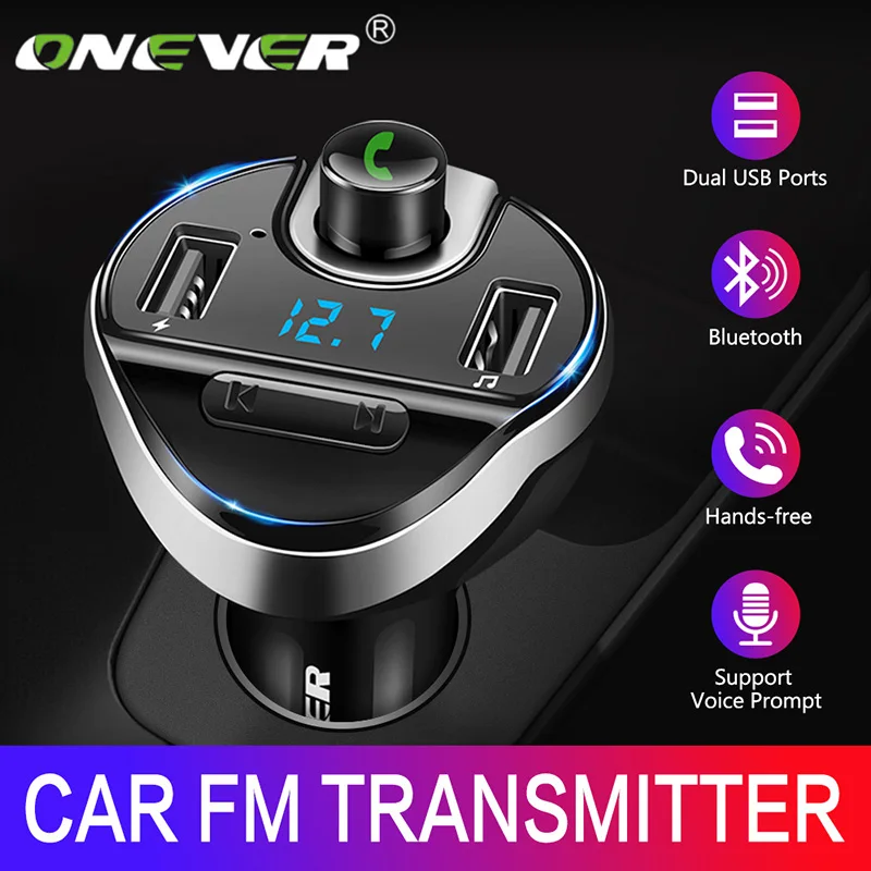 

Onever FM Transmitter Bluetooth Wireless FM Modulator Radio Hands Free Car Kit Car MP3 Audio Player with USB Car Charger TF U
