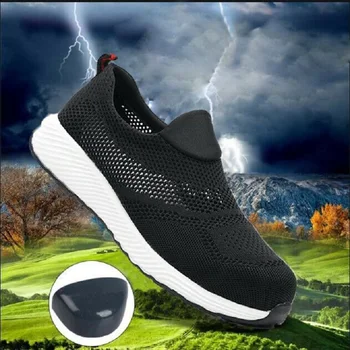 남녀공용 경량 강철 토캡, 작업 및 안전 부츠, 통기성 신발, 플러스 사이즈 46, 여름