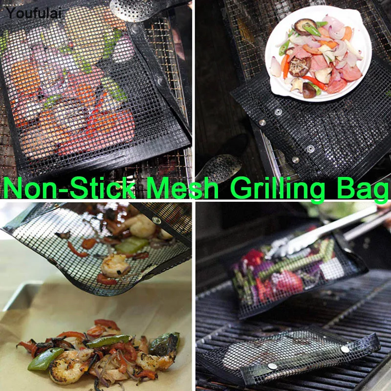 8d, Mesh Grilling Bag Outdoor Picnic Tool Bolsa De Barbacoa Reusable Easy to Clean Non-Stick BBQ Bake Bag Party Tools