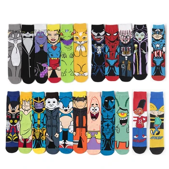 

Cotton Men's Crew Socks Funny Cartoon Cute Anime Novelty Hero Harajuku HipHop Colorful Streetwear Long Sock Gift