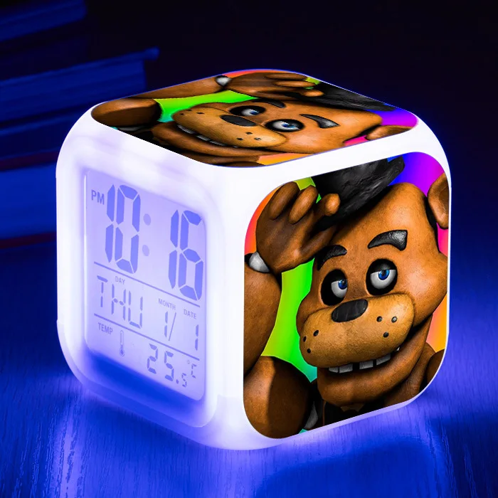 40 Five Nights At Freddy's 7 цветов светодиодный Будильник FNAF Bonnie Foxy Freddy Fazbear часы с дизайном «Медведь» ночные световые часы игрушки - Цвет: 40