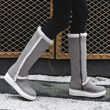 Высокие зимние сапоги-трубы женские зимние высокие сапоги замшевые сапоги до середины голени на низком каблуке Модные Классические повседневные удобные ботинки без застежки теплые плюшевые ботинки