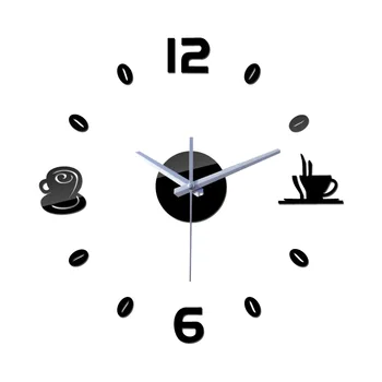 

Eaby Storm Mirror Clock DIY-Style Coffee Cup Three-dimensional Wall Sticker Creative Wall Clock