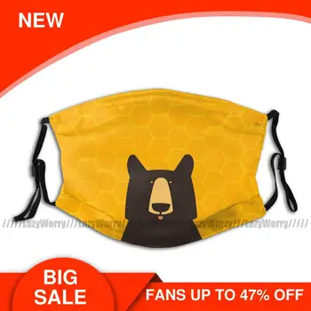 

Bear Mouth Face Mask Black Bear Honeycomb Facial Mask Beautiful with 2 Filters Adult Fashion Mask