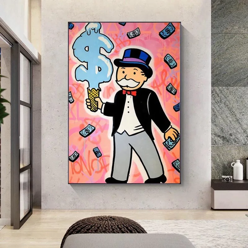 Alec Monopoly Pop Art Graffiti Canvas Painting Cuadros Posters and Prints Wall for Living Room Home Decor | Дом и сад