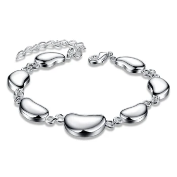

Vintage 925 Sterling Silver Charms Handshake Creative pea bracelet Bangle For Women Fashion Charming Wedding Jewelry Adjustable