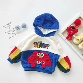 

Tonytaobaby Winter New Children's Clothing with Large Velvet Pocket Rainbow Hoodie Baby Girl Clothes