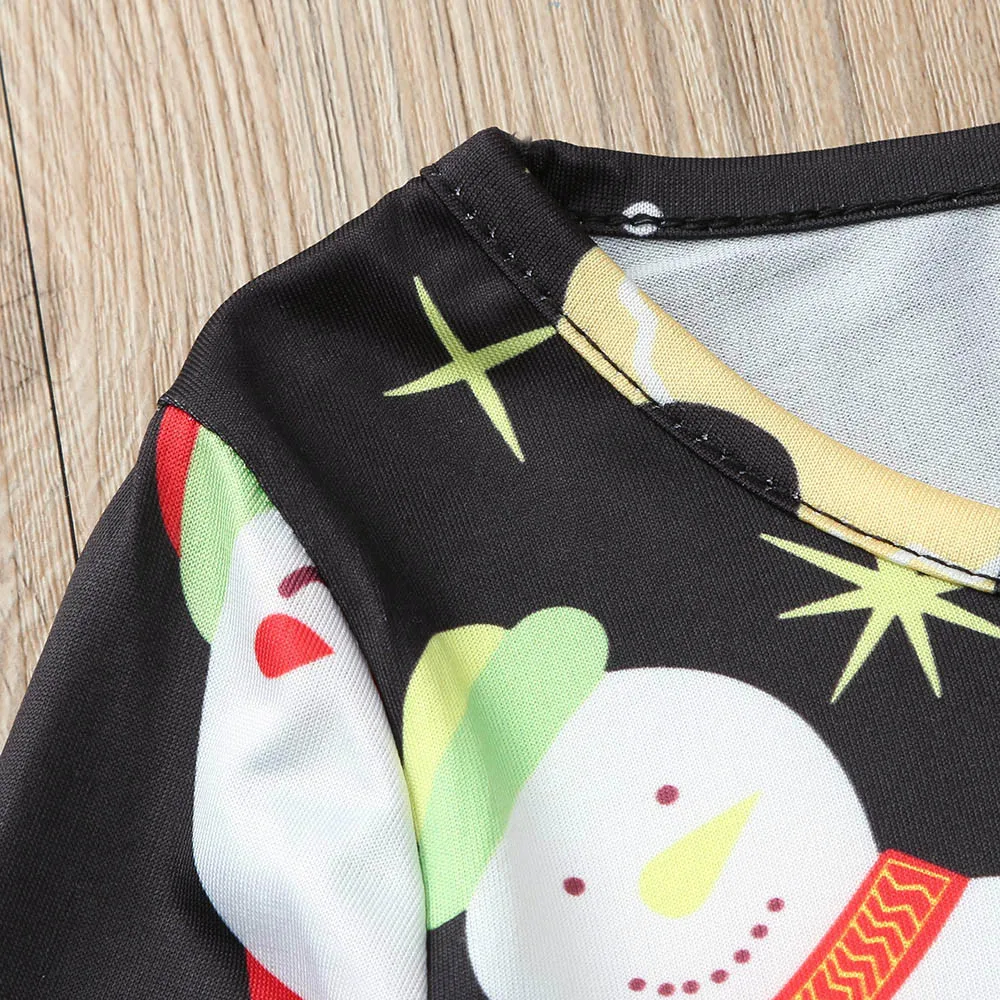 Drop Shipping Dress Christmas Mommy And Me Children Kids Girls Cartoon Print Dress Family Clothes Party Gifts Fast Sending