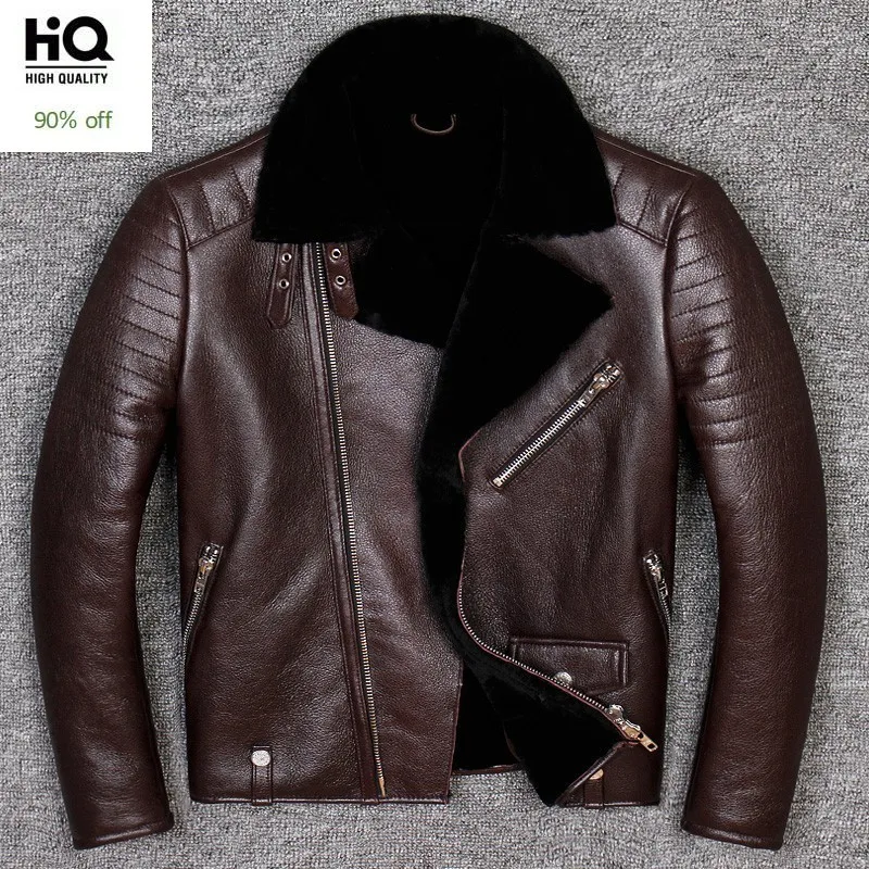 Original Shearling Genuine Leather Jacket Men Brand Zip Multi-pockets Military Jacket Winter Biker Real Fur Short Coat Oversize
Original Shearling Genuine Leather Jacket Men Brand Zip Multi-pockets Military Jacket Winter Biker Real Fur Short Coat Oversize