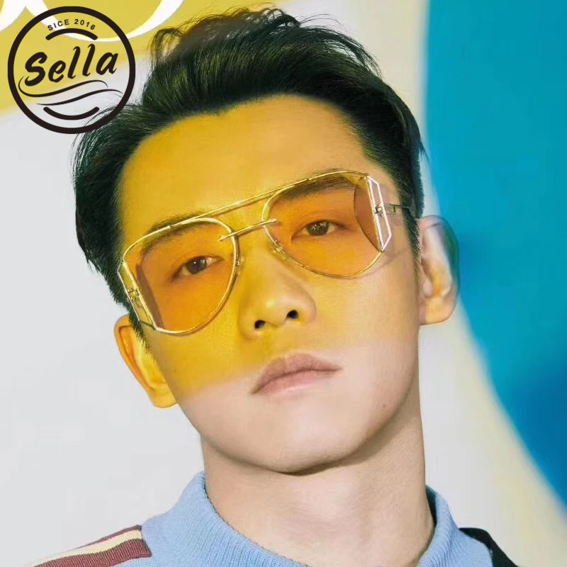 Sella gafas de con montura de aleación para hombre y mujer, lentes con tinte Retro Vintage, tendencia de verano, color amarillo y verde, novedad|Gafas de sol para AliExpress