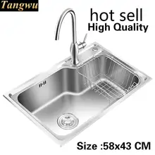 Кухонный одиночный корыто, раковина, пищевая 304 нержавеющая сталь, мини 58x43 см