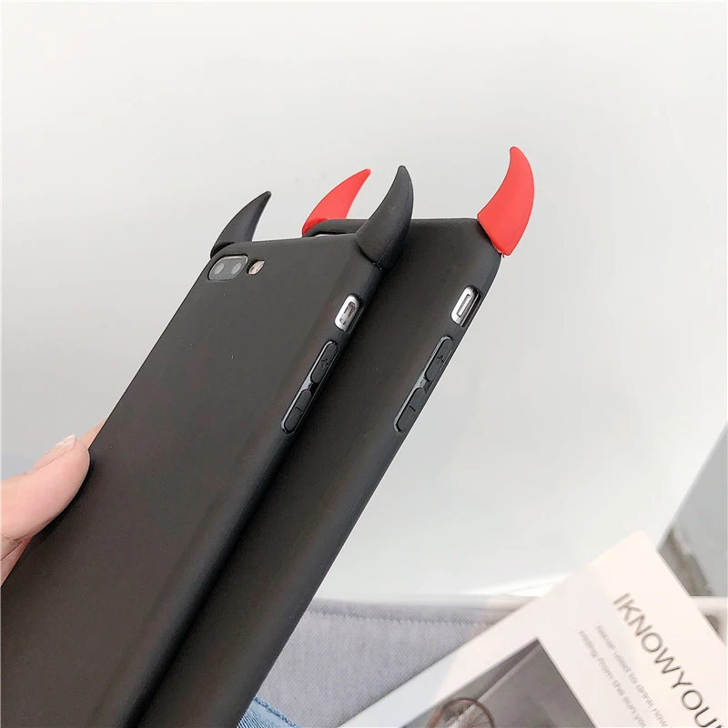 Мягкие силиконовые черные чехлы для Xiaomi Redmi 4A 5 5A 6 6A 7 7A 8 8A Note 8T K20 Pro GO 4 4X красные рожки дьявола демона Угол ТПУ чехол