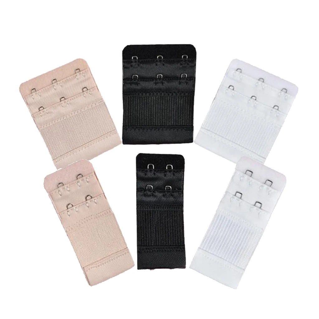 6x Bra Extenders Elastic Adjustable Back Clip On 2 Row 2/3 Hooks Accessories