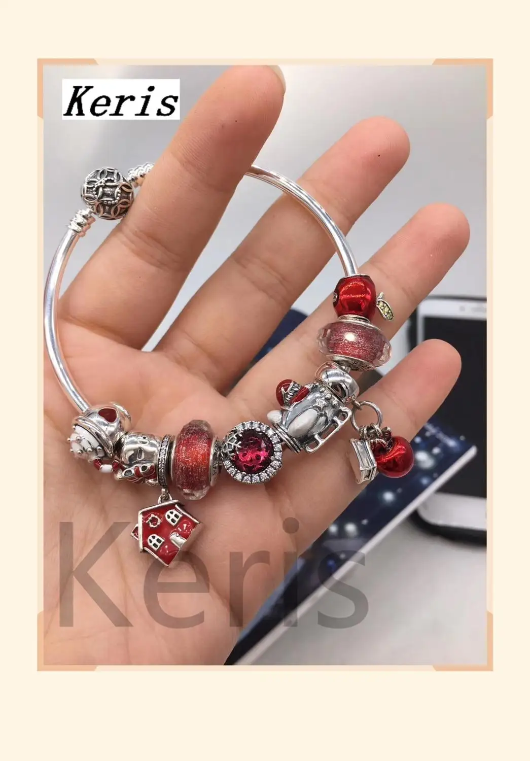 

High Quality Replica 1:1 100% Silver Charm Pearl Tea Cup Fruit Pattern String Bracelet Free Delivery