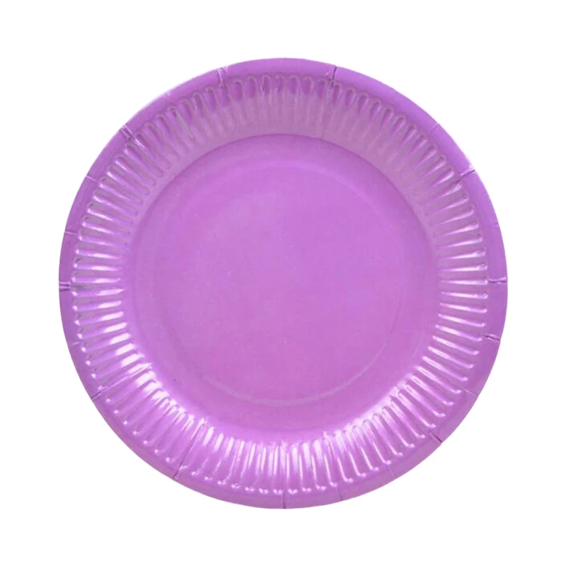 Purple Модные одноразовые тарелки с креативным мультяшным рисунком, детская ручная работа, красочная наклейка, бумажная тарелка, лоток для дня рождения - Color: Purple