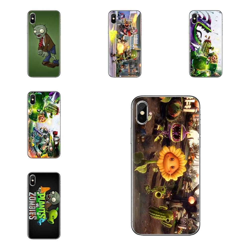For iPod Touch Apple iPhone 4 4S 5 5S SE 5C 6 6S 7 8 X XR XS Plus MAX Transparent TPU Housing Popular Game Plants vs Zombies Art |