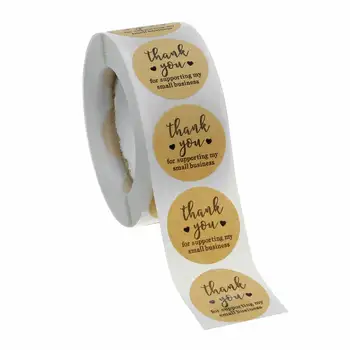 

500 Labels Per Roll Round Natural Kraft Thank You Sticker Seal Labes Hand Made Scrapbooking for Package Stationery Sticker