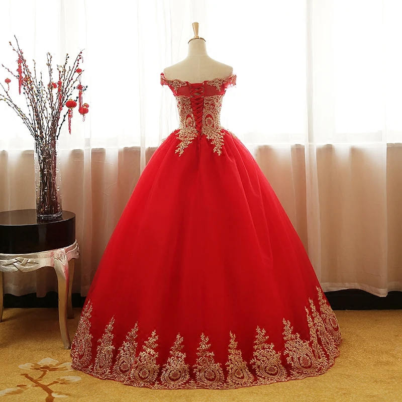8 Layers Blue RED White Gold Lace Embroidey Quinceanera Dresses New Sparkle Tulle Floor-length off shoulder 16 Dress Retro Gown