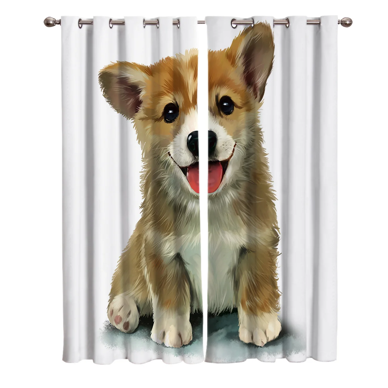 Занавески Corgi Dog с милыми домашними животными большие оконные шторы для гостиной