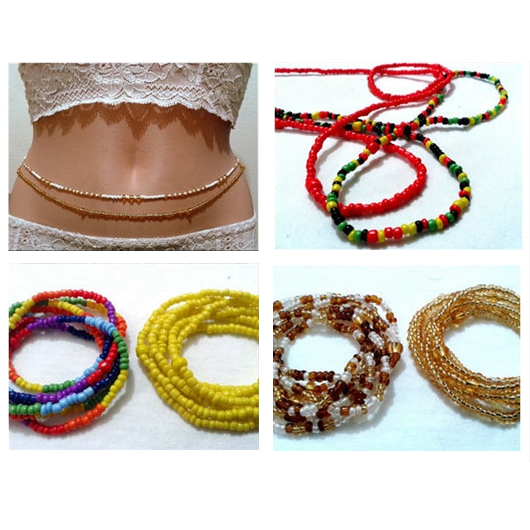 

2pcs Bohemia Double Bead Belly Chains Body Jewelry Women Summer Sexy Bikini Beach Waist Chain Strand Charms Vintage Waistband