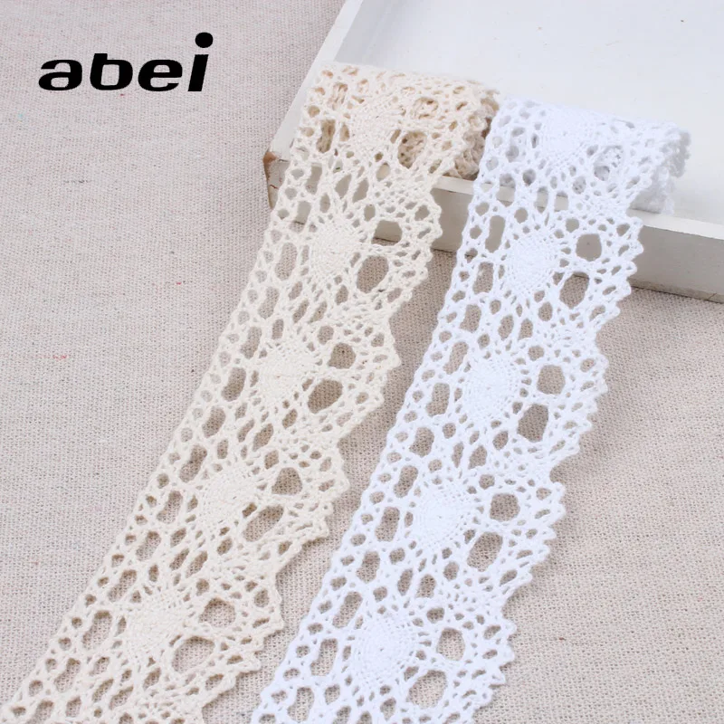 Description Picture 2 of item5yards/lot 4cm Hollow Beige Cotton Lace Trims Dress Sweater Clothes Edge Embellishment DIY Patchwork Handmade Sewing Craft