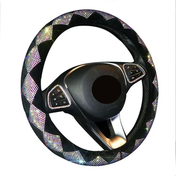 

Car Steering Wheel Cover Fashion Non-slip Rhinestones Woman Girl Lovely Cute Universal Braid on the Steering wheel Funda Volante