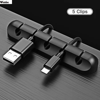 

USB Cable Organizer Wire Winder Silicone Tie Fixer Wire Management organizador Cord Clip Office Desktop Phone Cables holder