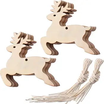 

Wooden reindeer silhouette Christmas reindeer hanging ornament with rope for decoration and handicrafts Christmas decoration
