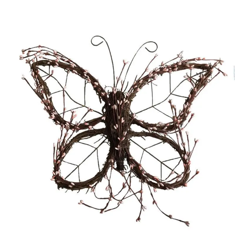Vine Butterfly Shape Front Door Outdoor Wreath for Crafts Holiday Wall Window Party Wedding Décor