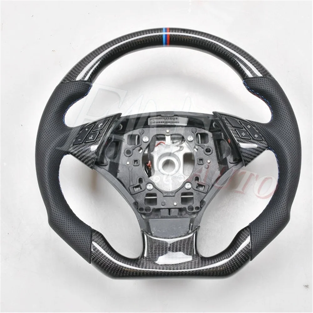 Replacement Real Carbon Fiber Steering Wheel with Leather for BMW E60 5