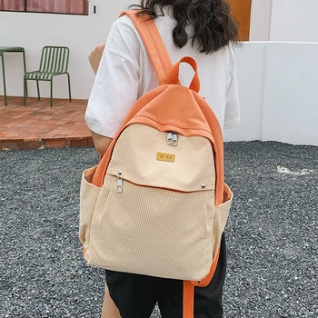 

Fashion Small Lattice Ladies Backpack Waterproof Nylon Women Backpack Cute Plaid Schoolbag For Teenagers Student Bag 2020