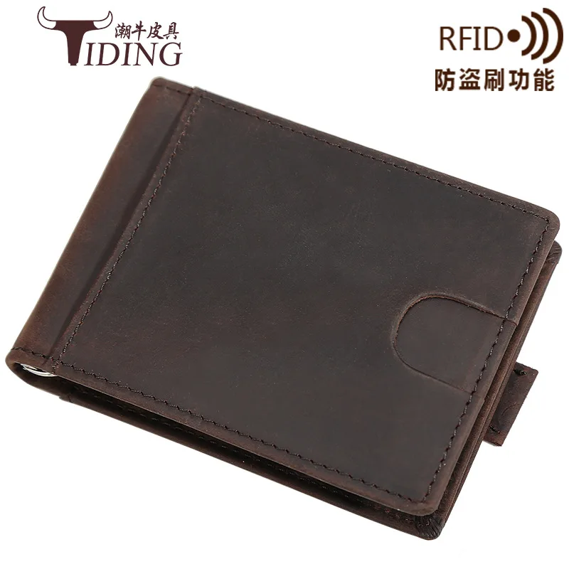 

Tiding New Products Horse Leather Retro US Dollar Wallet Japanese Style Multi-functional Pulling Wallet Anti-RFID MEN'S Wallet C