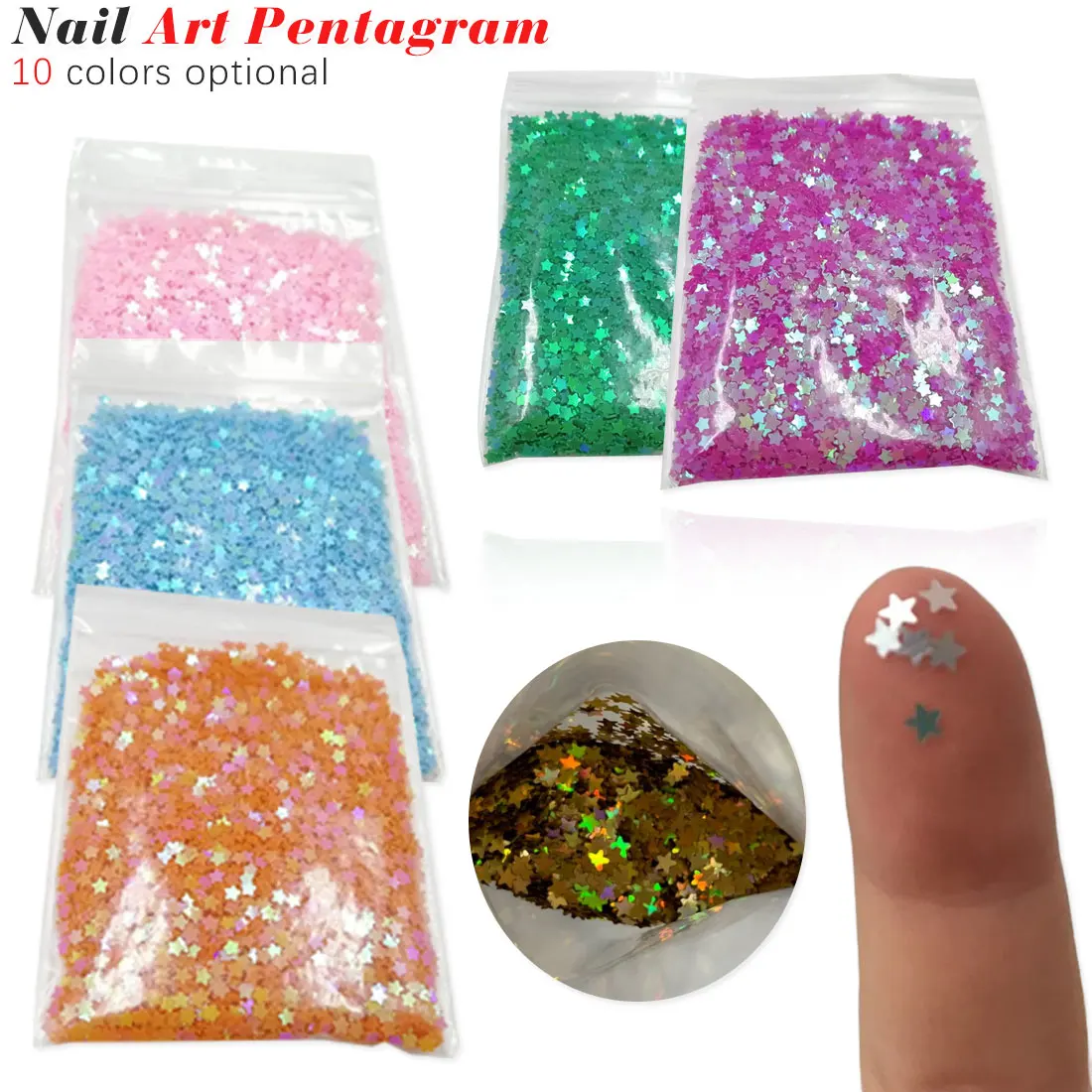 

1bag 10g Silver Gold Holographic Glitter 3mm Micro Star/Butterfly Shape Acrylic Laser Glitter For Nail Art Decorations