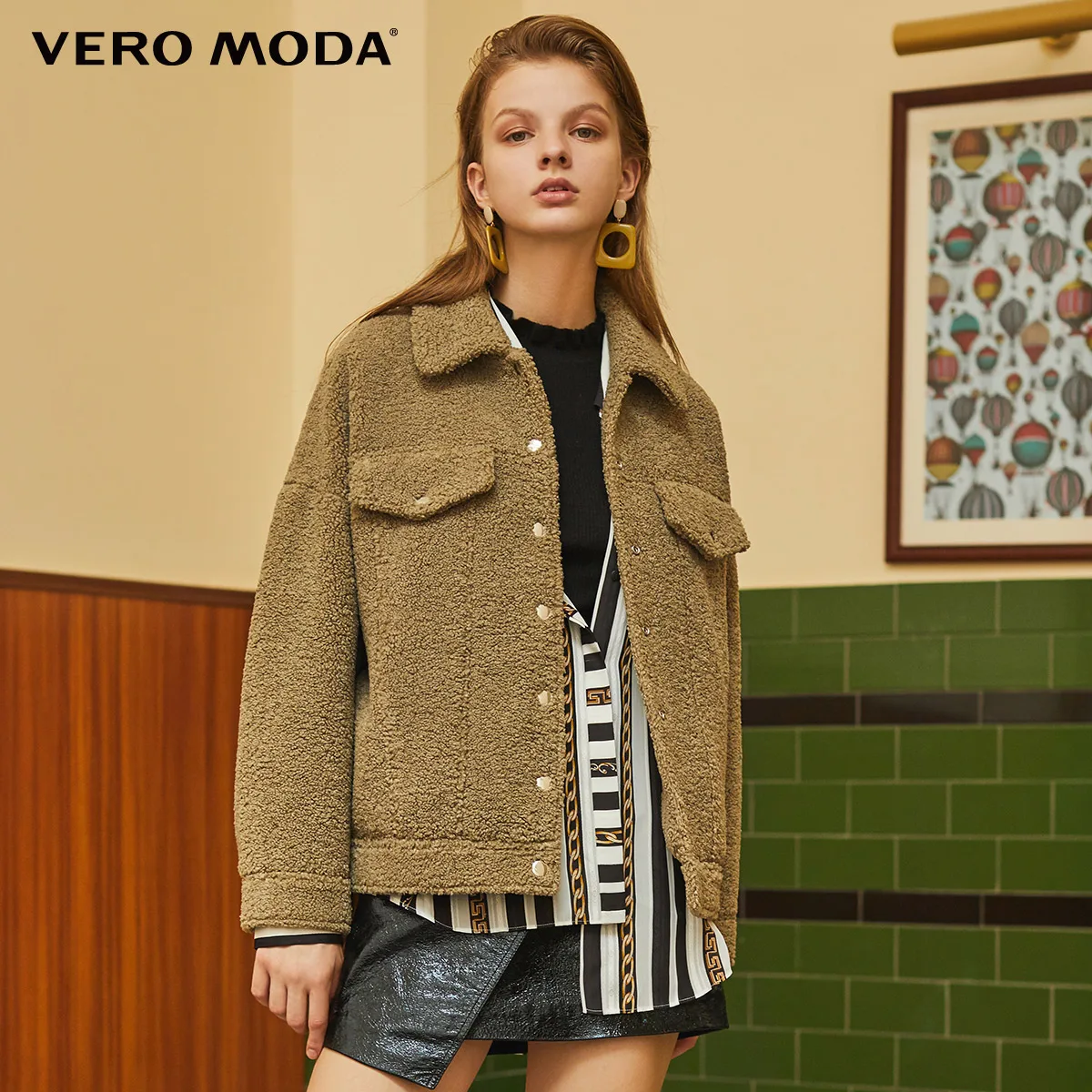 Vero Moda Новая женская куртка с лацканами из искусственной шерсти с рукавами реглан | 319317518