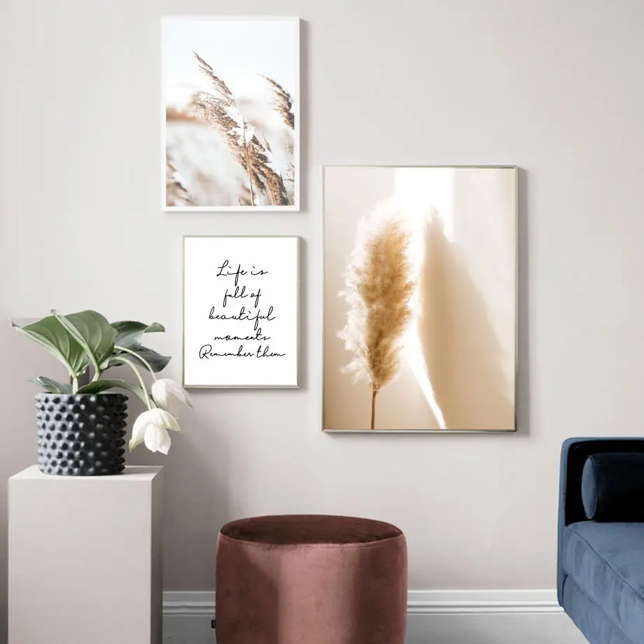 Wall-Art-Canvas-Painting-Beige-Reed-Dried-Flower-Plants-Nordic-Posters-And-Prints-Landscape-Wall-Pictures
