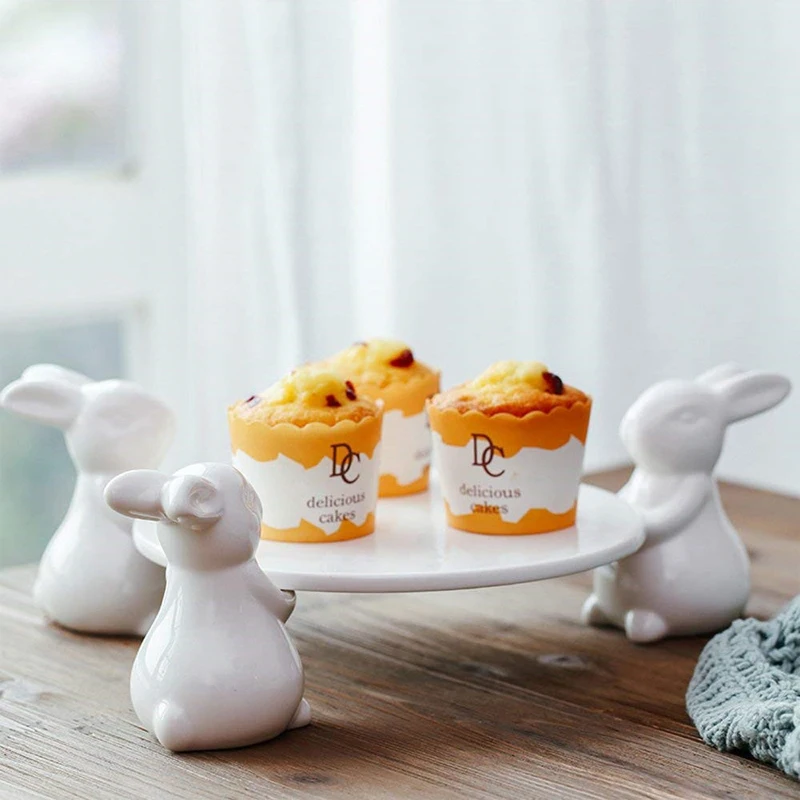 Креативная керамическая тарелка для торта кроликов Обои для рабочего стола столовые приборы для дома аксессуары для украшения для кухонных принадлежностей для любителей подарка